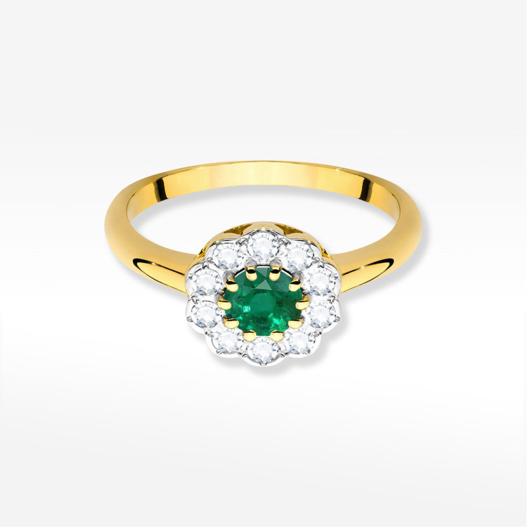 Pierścionek Szmaragd 0,80ct żółte złoto W0529