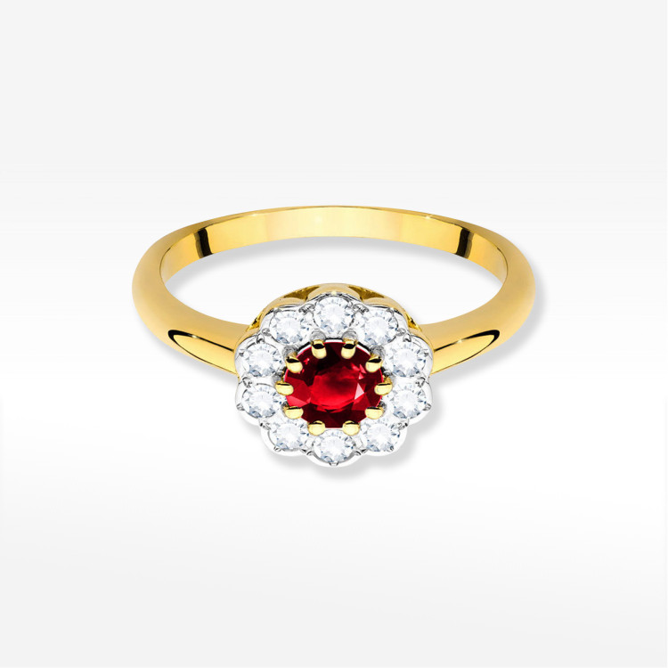 Pierścionek Rubin 0,90ct żółte złoto W0529