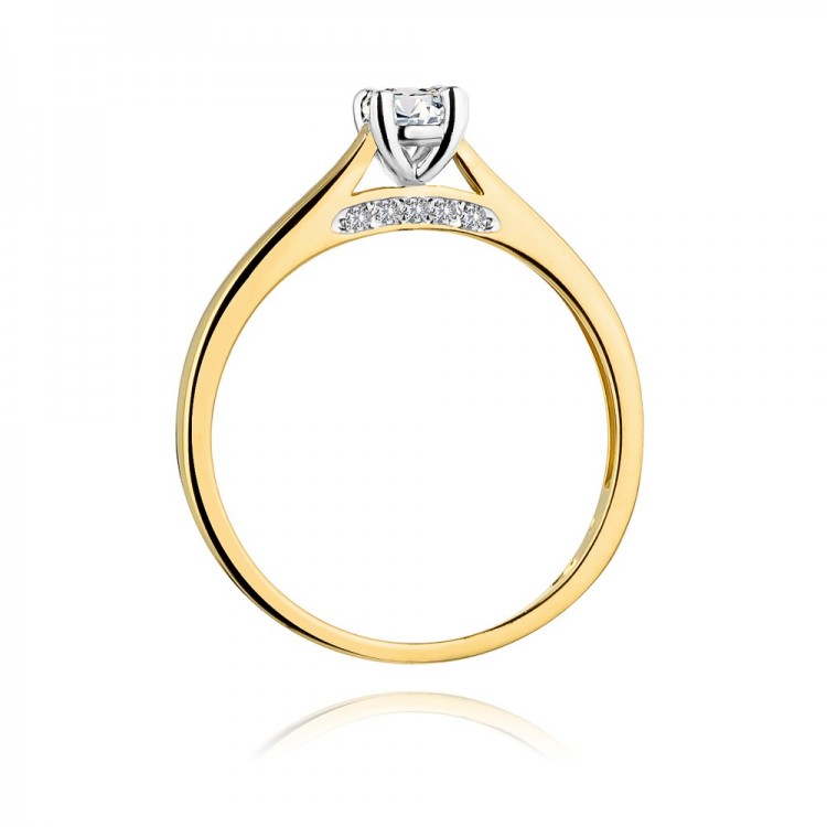 Pierścionek z żółtego złota z diamentami  - próba 585 0,30CT W-341A