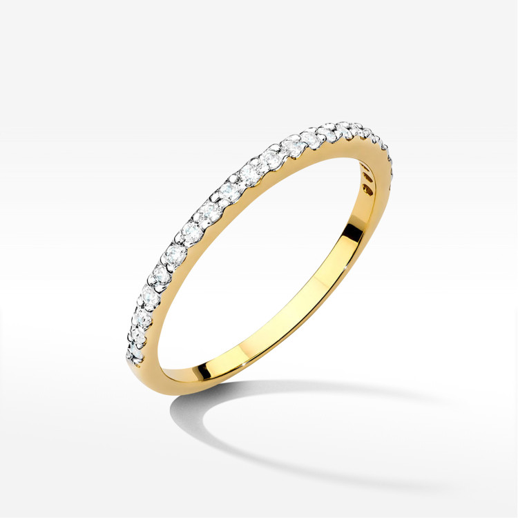 Pierścionek z diamentami 0,181ct żółte złoto W0531