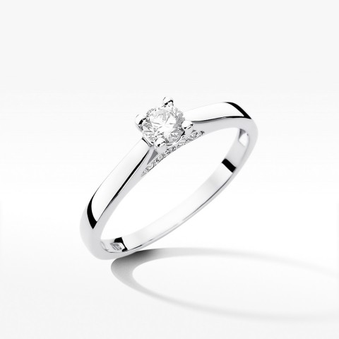 Pierścionek z białego złota z diamentami  - próba 585 0,30CT W-341B