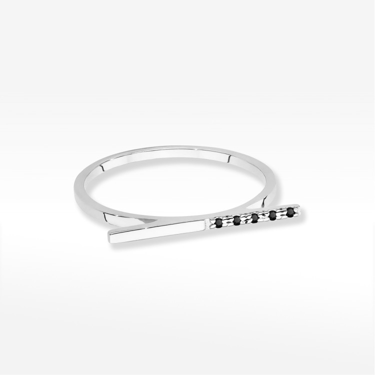 Pierścionek z czarnymi Diamentami 0,025ct białe złoto W0537