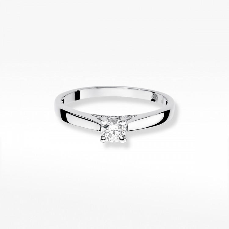 Pierścionek z białego złota z diamentami  - próba 585 0,30CT W-341B
