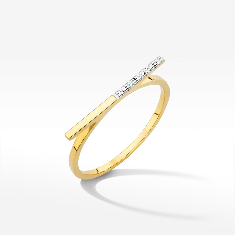 Pierścionek z diamentami 0,025ct żółte złoto W0537