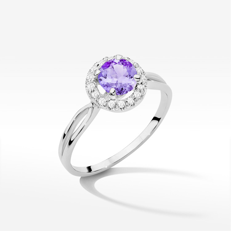 Pierścionek Ametyst 0,98ct białe złoto W0538