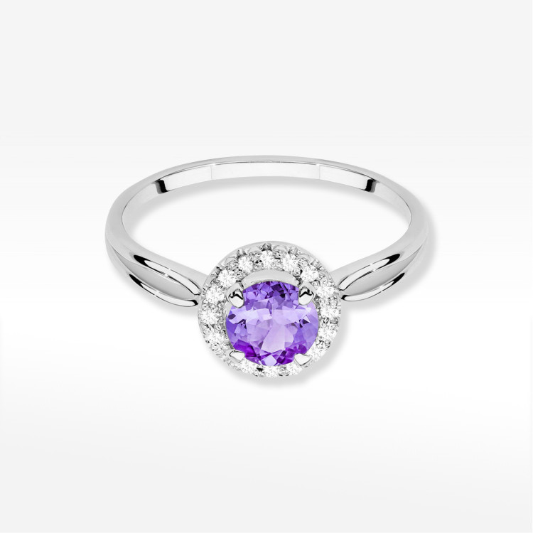 Pierścionek Ametyst 0,98ct białe złoto W0538
