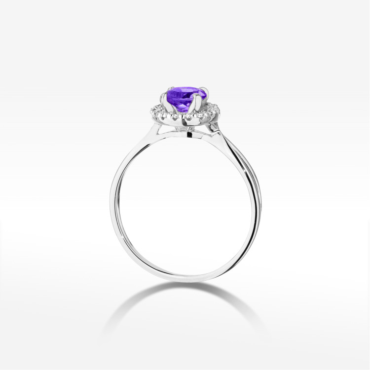 Pierścionek Ametyst 0,98ct białe złoto W0538