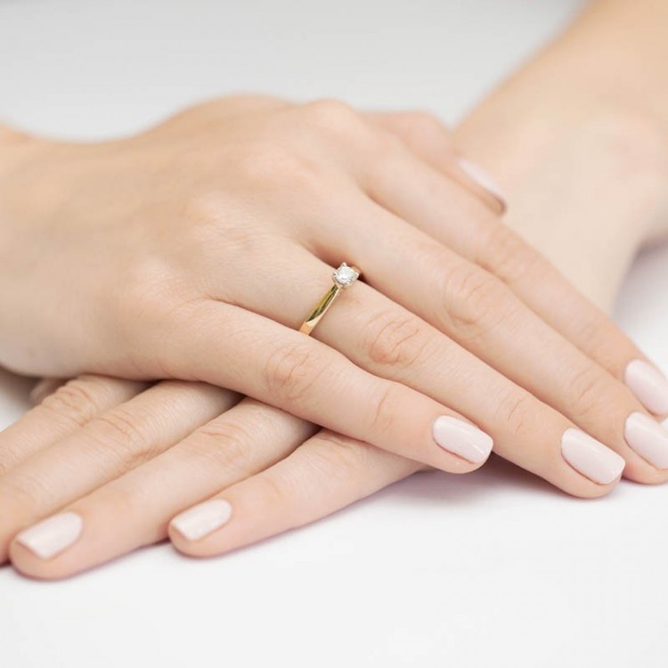 Pierścionek z białego złota z diamentami  - próba 585 0,30CT W-341B
