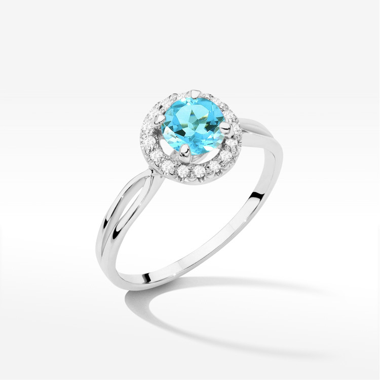 Pierścionek Topaz Swiss 0,88ct białe złoto W0538