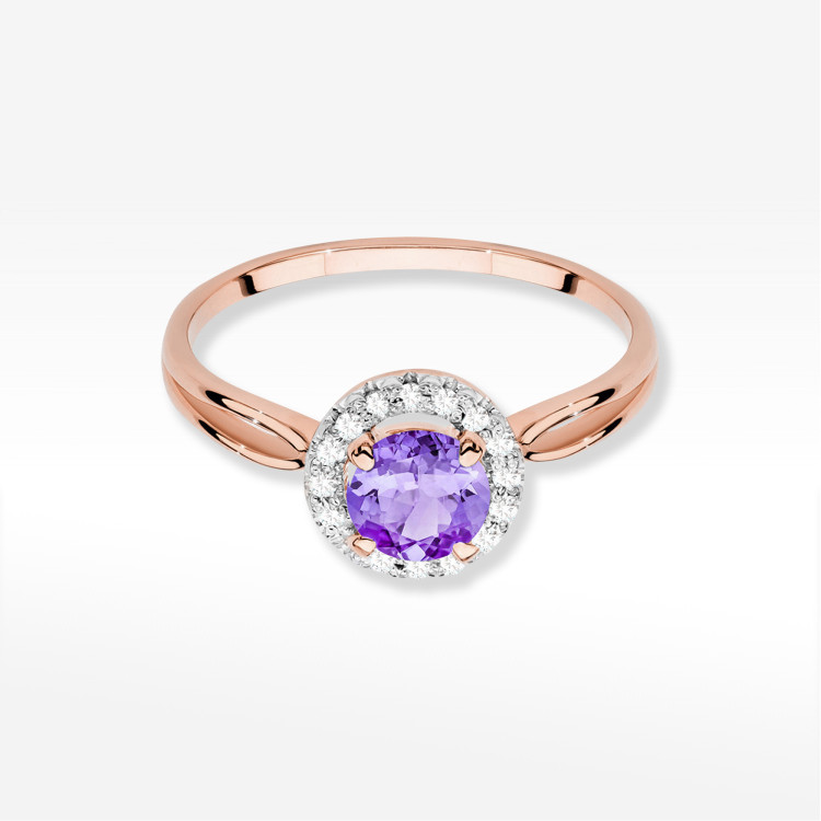 Pierścionek Ametyst 0,98ct różowe złoto W0538