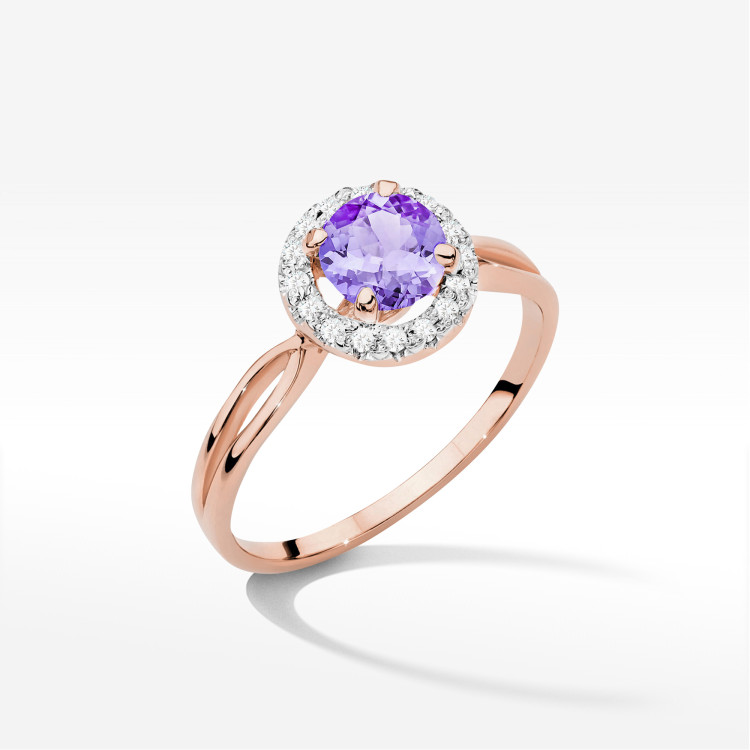 Pierścionek Ametyst 0,98ct różowe złoto W0538