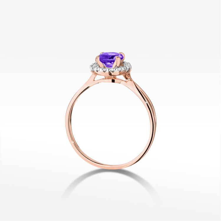 Pierścionek Ametyst 0,98ct różowe złoto W0538