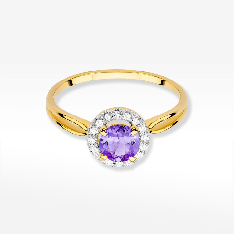 Pierścionek Ametyst 0,98ct żółte złoto W0538