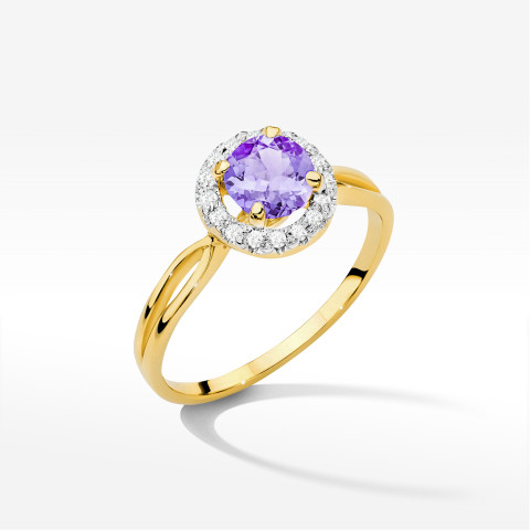 Pierścionek Ametyst 0,98ct żółte złoto W0538