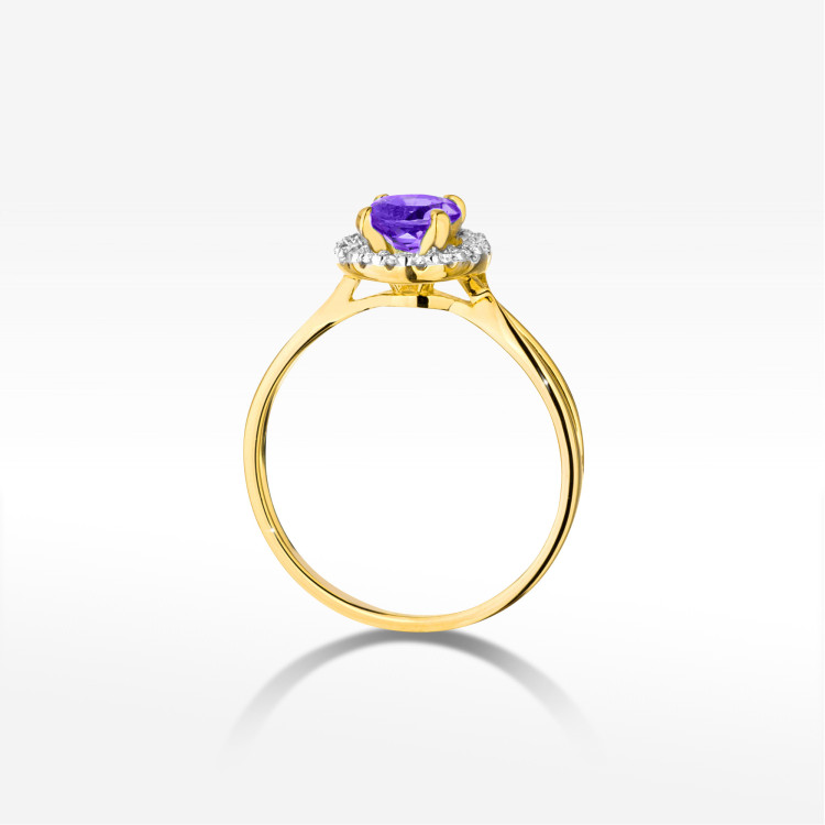 Pierścionek Ametyst 0,98ct żółte złoto W0538