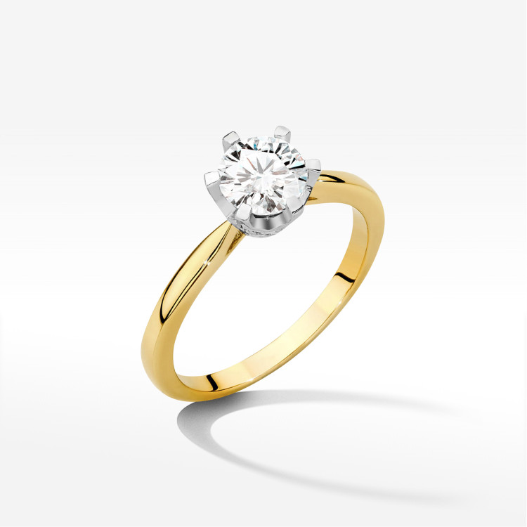 Pierścionek Diament 0,76ct żółte złoto W0539