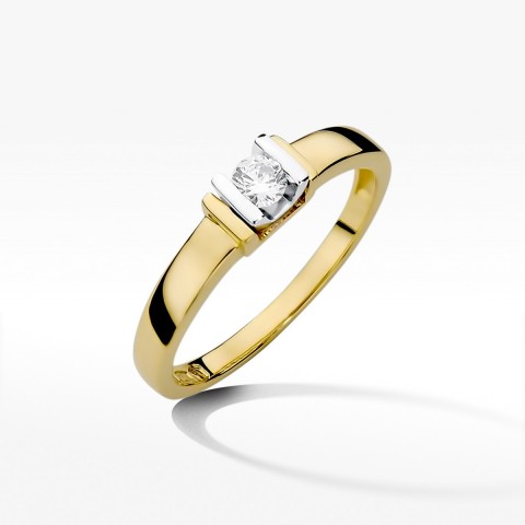 Pierścionek z żółtego złota z diamentem - próba 585 0,10CT W-343A