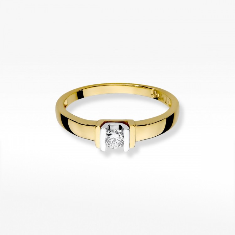 Pierścionek z żółtego złota z diamentem - próba 585 0,10CT W-343A