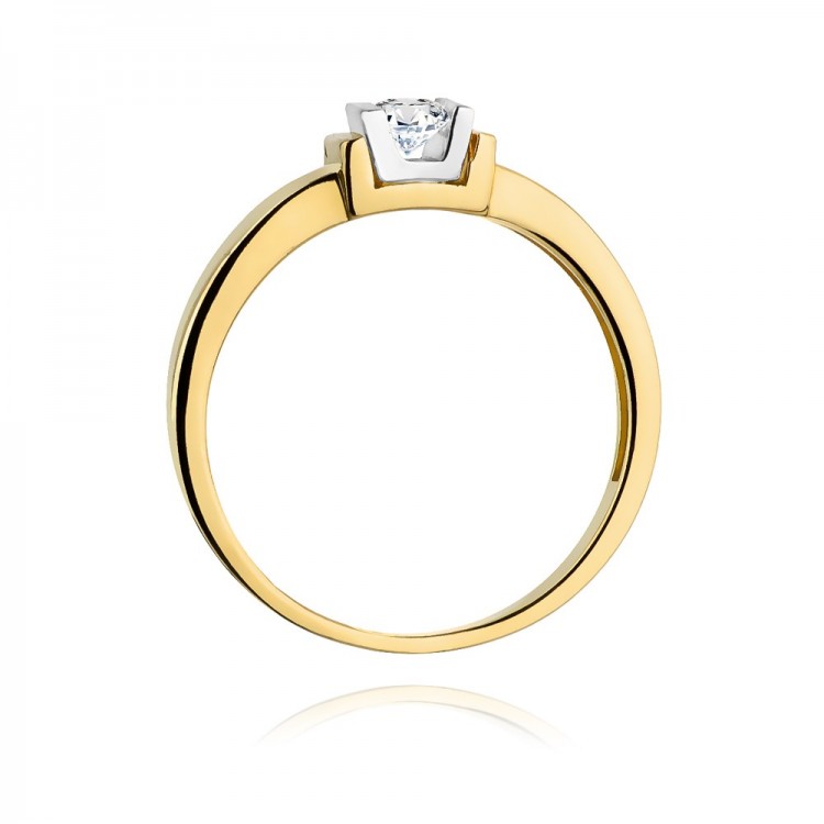 Pierścionek z żółtego złota z diamentem - próba 585 0,10CT W-343A