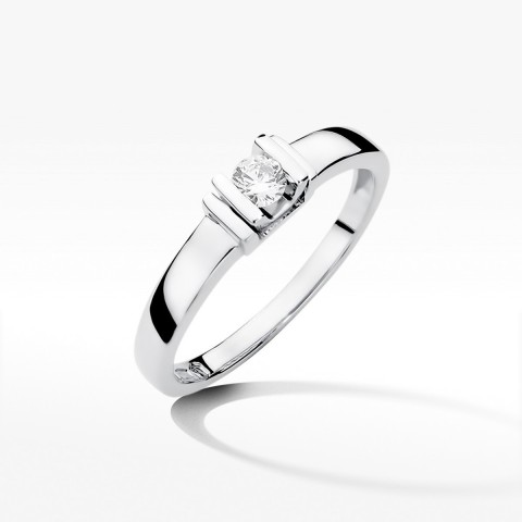 Pierścionek z białego złota z diamentem - próba 585 0,10CT W-343B