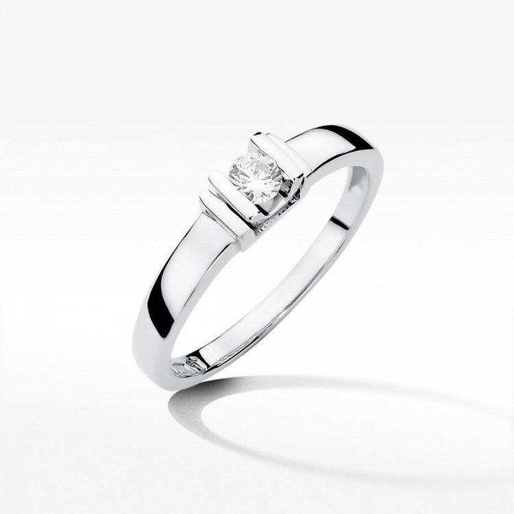 Pierścionek z białego złota z diamentem - próba 585 0,10CT W-343B