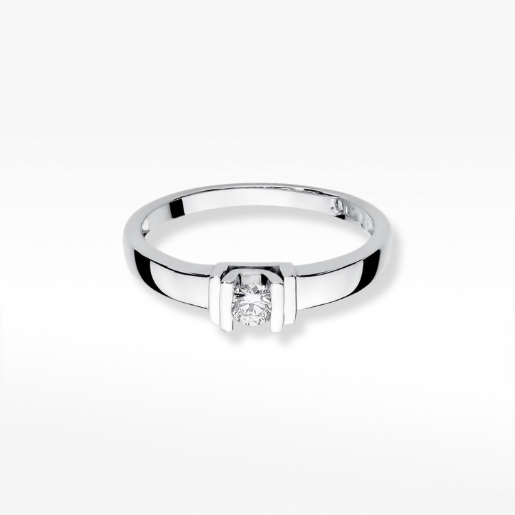 Pierścionek z białego złota z diamentem - próba 585 0,10CT W-343B