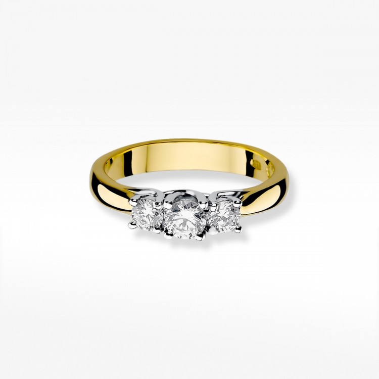 Pierścionek z żółtego złota z diamentami  - próba 585 0,49CT W-344A