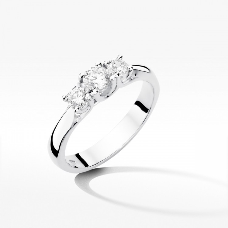 Pierścionek z białego złota z diamentami  - próba 585 0,49CT W-344B