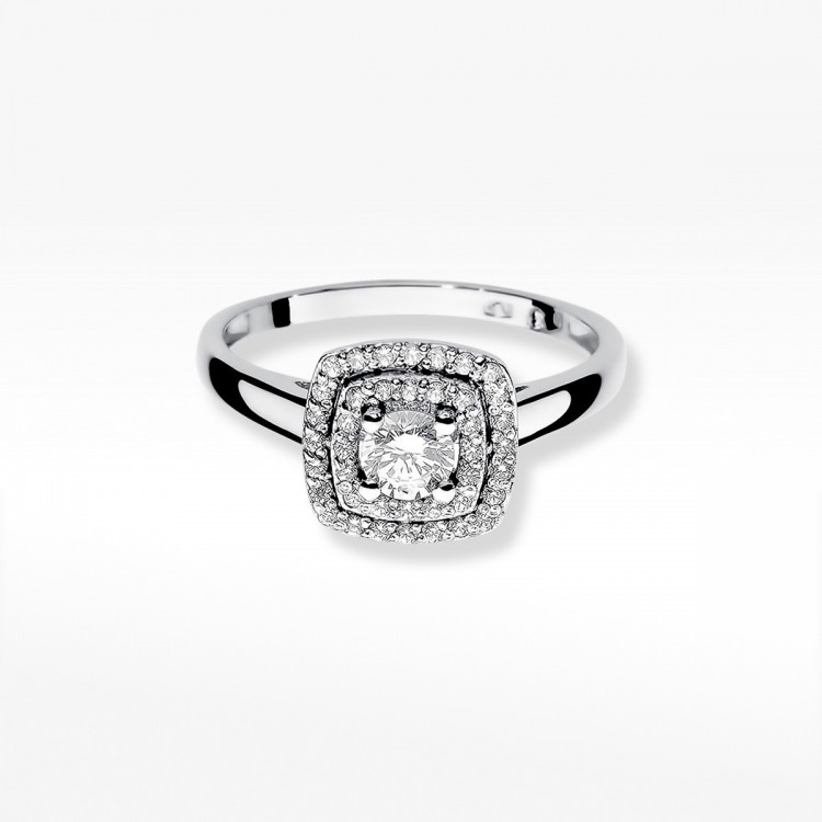 Pierścionek z białego złota z diamentami  - próba 585 0,50CT W-345B