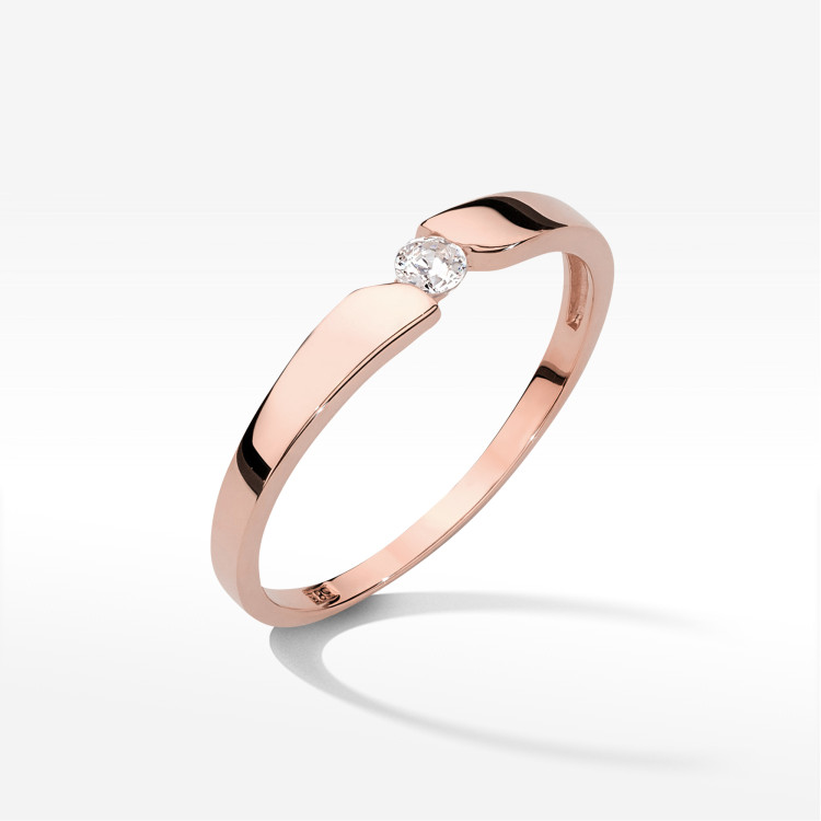 Pierścionek W0554 Diament 0,08ct różowe złoto