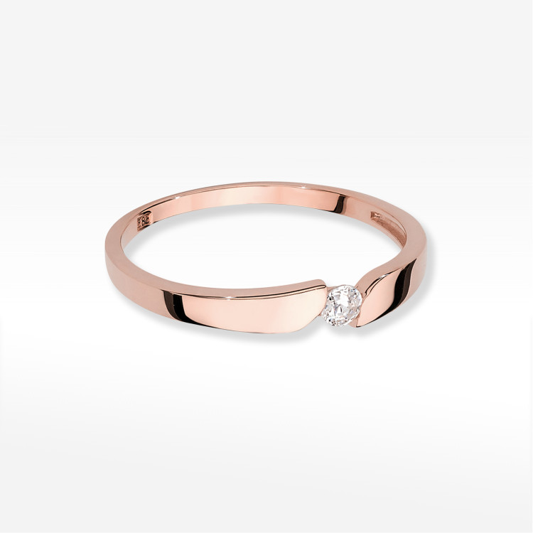 Pierścionek W0554 Diament 0,08ct różowe złoto