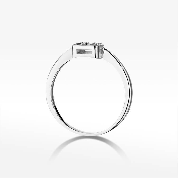 Pierścionek z czarnymi Diamentami 0,13ct białe złoto W0555