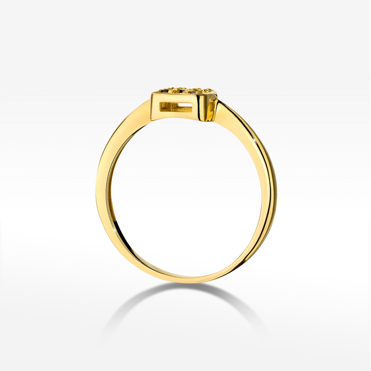 Pierścionek z czarnymi Diamentami 0,13ct żółte złoto W0555