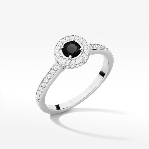 Pierścionek W0559 Czarny Diament 0,643ct białe złoto