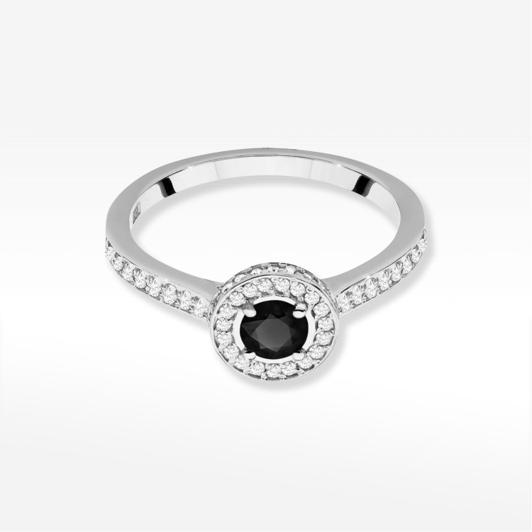Pierścionek W0559 Czarny Diament 0,643ct białe złoto