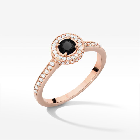 Pierścionek W0559 Czarny Diament 0,643ct różowe złoto