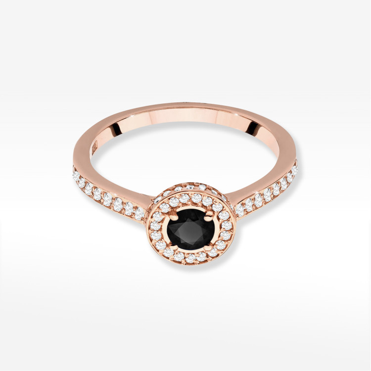 Pierścionek W0559 Czarny Diament 0,643ct różowe złoto