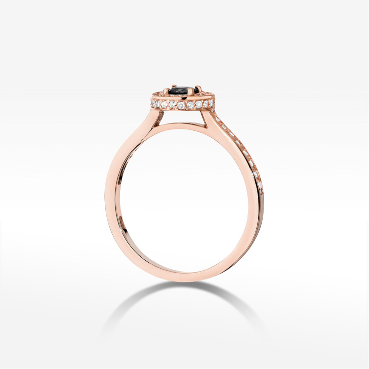 Pierścionek W0559 Czarny Diament 0,643ct różowe złoto