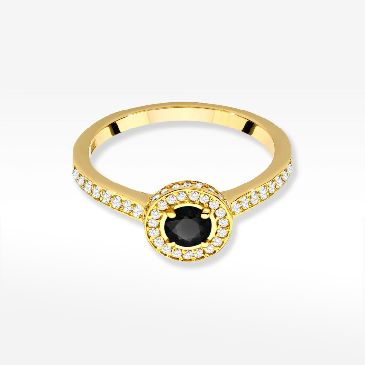 Pierścionek W0559 Czarny Diament 0,643ct żółte złoto