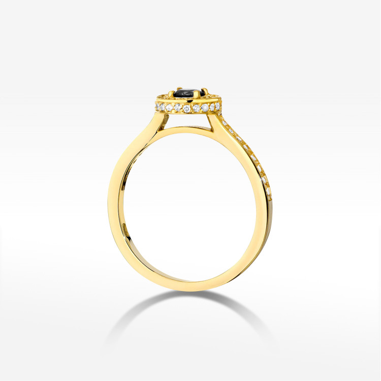 Pierścionek W0559 Czarny Diament 0,643ct żółte złoto