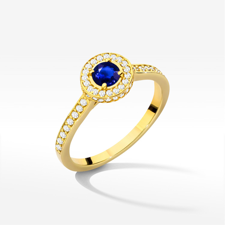 Pierścionek W0559 Szafir 0,643ct żółte złoto