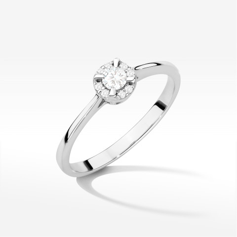 Pierścionek z diamentami 0,14ct białe złoto W0560