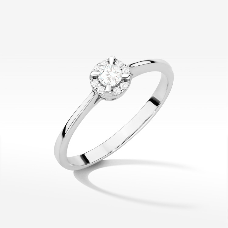 Pierścionek z diamentami 0,14ct białe złoto W0560