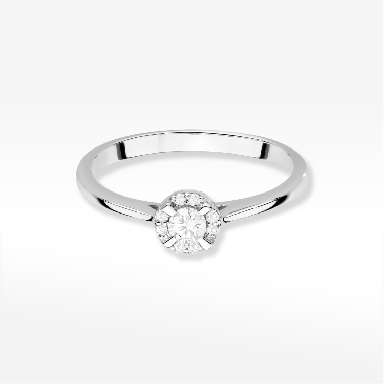 Pierścionek z diamentami 0,14ct białe złoto W0560