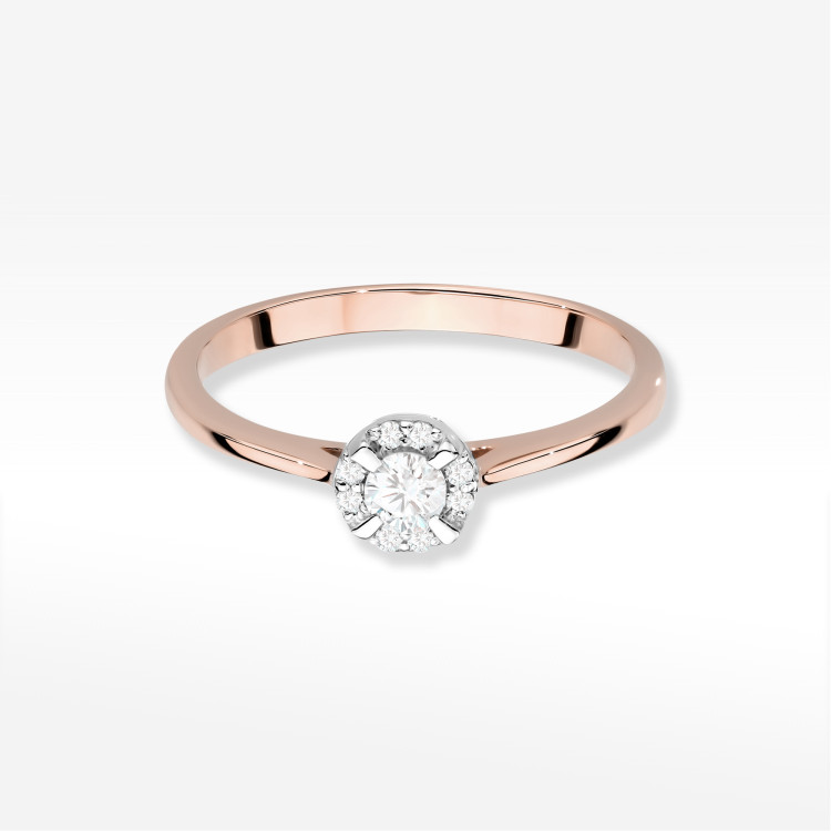 Pierścionek z diamentami 0,14ct różowe złoto W0560