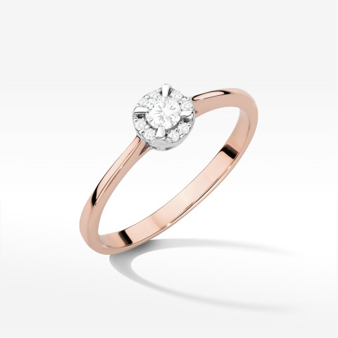 Pierścionek z diamentami 0,14ct różowe złoto W0560