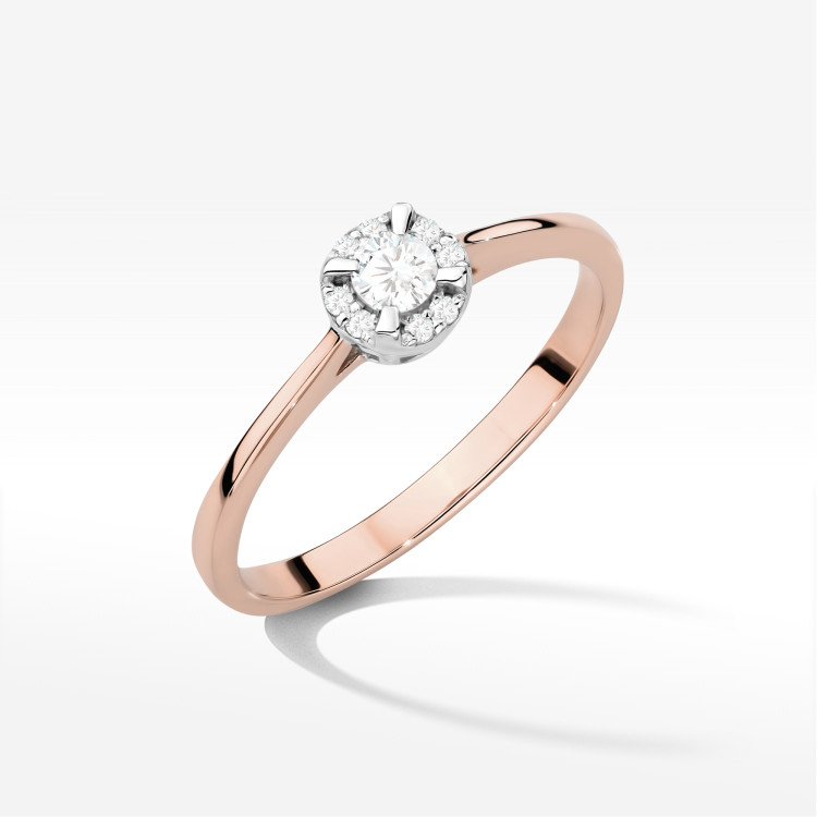 Pierścionek z diamentami 0,14ct różowe złoto W0560