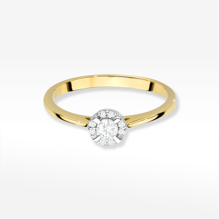 Pierścionek z diamentami 0,14ct żółte złoto W0560