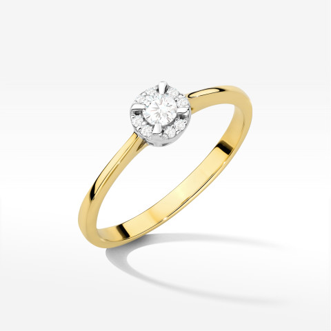 Pierścionek z diamentami 0,14ct żółte złoto W0560