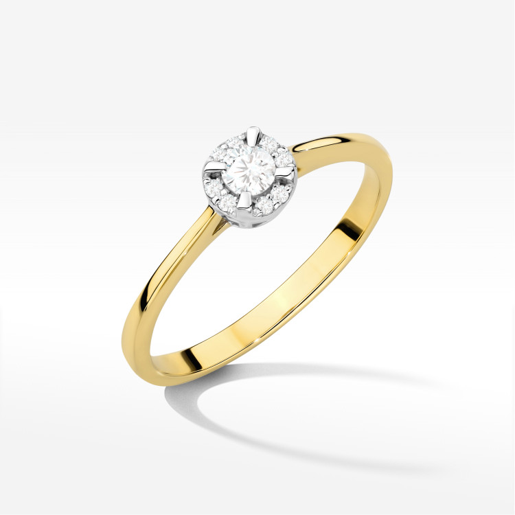 Pierścionek z diamentami 0,14ct żółte złoto W0560